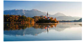 Acrylglasbild Sonnenaufgang am Bleder See Slowenien - Achim Thomae