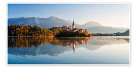 Wandbild Sonnenaufgang am Bleder See Slowenien - Achim Thomae