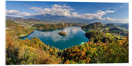 Acrylglasbild Herbstpanorama Bleder See Slowenien - Achim Thomae
