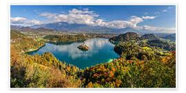 Wandbild Herbstpanorama Bleder See Slowenien - Achim Thomae