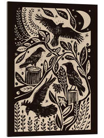 Acrylglasbild Raben im nächtlichen Garten