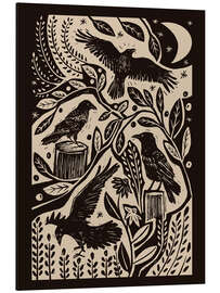 Alubild Raben im nächtlichen Garten