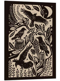 Magnettafel Raben im nächtlichen Garten