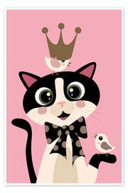 Wandbild The Royal Cat Charmanter in Pink - Jaysanstudio
