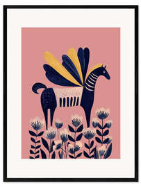 Gerahmter Kunstdruck Pferd in Blüte