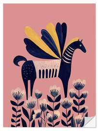 Wandsticker Pferd in Blüte