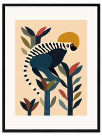 Gerahmter Kunstdruck Sonnenaufgangslemur