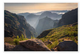 Poster Sonnenuntergang am Pico do Arieiro, Madeira - Martin Podt