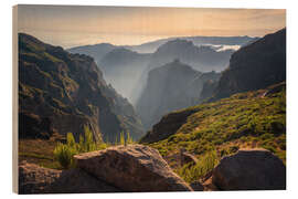 Holzbild Sonnenuntergang am Pico do Arieiro, Madeira - Martin Podt