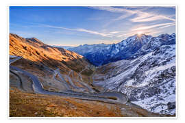 Poster Sonnenaufgang am Stilfser Joch Italien - Achim Thomae