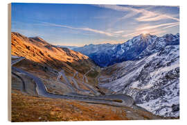 Holzbild Sonnenaufgang am Stilfser Joch Italien - Achim Thomae