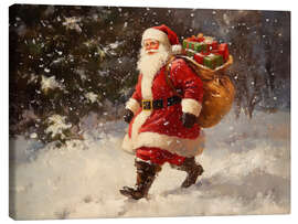Leinwandbild Vintage Weihnachtsmann
