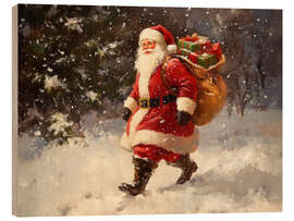 Holzbild Vintage Weihnachtsmann