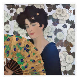 Wandbild Capriccio mit goldenem Fächer - Emil Orlik