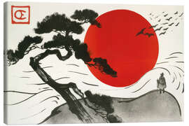 Leinwandbild Japanische Landschaft mit aufgehender Sonne