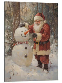 Gallery Print Vintage Weihnachtsmann und Schneemann