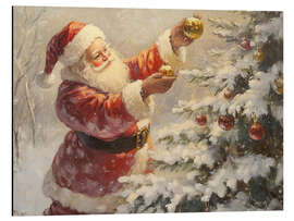 Alubild Vintage Santa Claus und Weihnachtsbaum