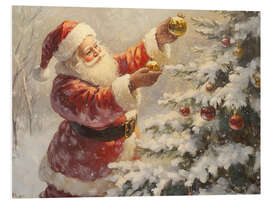 Hartschaumbild Vintage Santa Claus und Weihnachtsbaum