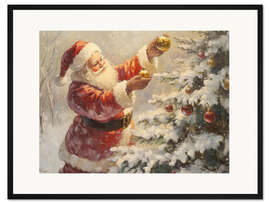 Gerahmter Kunstdruck Vintage Santa Claus und Weihnachtsbaum - TAlex