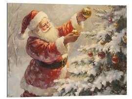 Gallery Print Vintage Santa Claus und Weihnachtsbaum