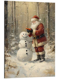 Alubild Santa Claus macht einen Schneeman