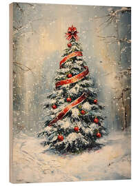 Holzbild Weihnachtlich dekorierter Weihnachtsbaum