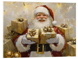 Acrylglasbild Weihnachtsmann mit Geschenken