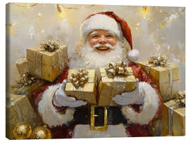 Leinwandbild Weihnachtsmann mit Geschenken