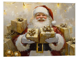 Hartschaumbild Weihnachtsmann mit Geschenken