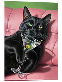 Acrylglasbild Schwarze Katze trinkt Martini - Felipe Hora