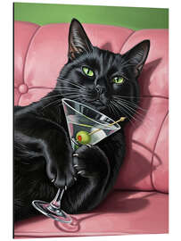 Stampa su alluminio Black Cat Drinking Martini - Felipe Hora