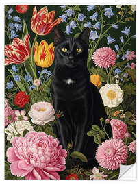 Wandsticker Blumenkatze