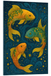 Acrylglasbild Golden Koi Serie - Kreis des Glücks - Sabine Wagner