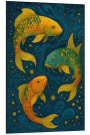 Alubild Golden Koi Serie - Kreis des Glücks - Sabine Wagner
