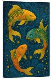 Leinwandbild Golden Koi Serie - Kreis des Glücks - Sabine Wagner