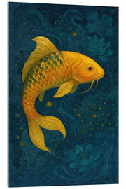 Tableau en verre acrylique Golden Koi Series - Golden Silence - Sabine Wagner