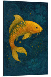 Tableau en aluminium Golden Koi Series - Golden Silence - Sabine Wagner