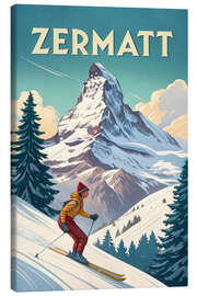 Leinwandbild Zermatt Retro Reisekunst