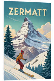 Hartschaumbild Zermatt Retro Reisekunst