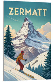 Magnettafel Zermatt Retro Reisekunst