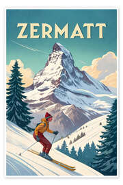 Poster Zermatt Retro Reisekunst