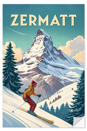 Wandsticker Zermatt Retro Reisekunst