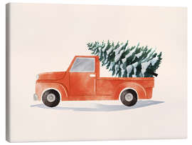 Leinwandbild Den Weihnachtsbaum nach Hause bringen