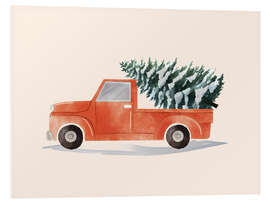 Hartschaumbild Den Weihnachtsbaum nach Hause bringen