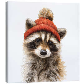 Leinwandbild Winterlicher Waschbär mit Mütze - UtArt