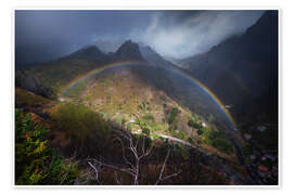Poster Regenbogen in den Bergen von Madeira - Martin Podt