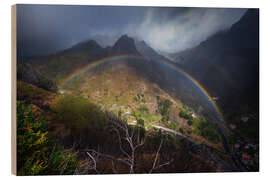Holzbild Regenbogen in den Bergen von Madeira - Martin Podt