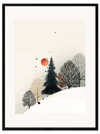 Gerahmter Kunstdruck Abend im Winterwald