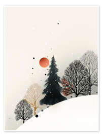 Poster Abend im Winterwald