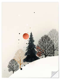 Wandsticker Abend im Winterwald